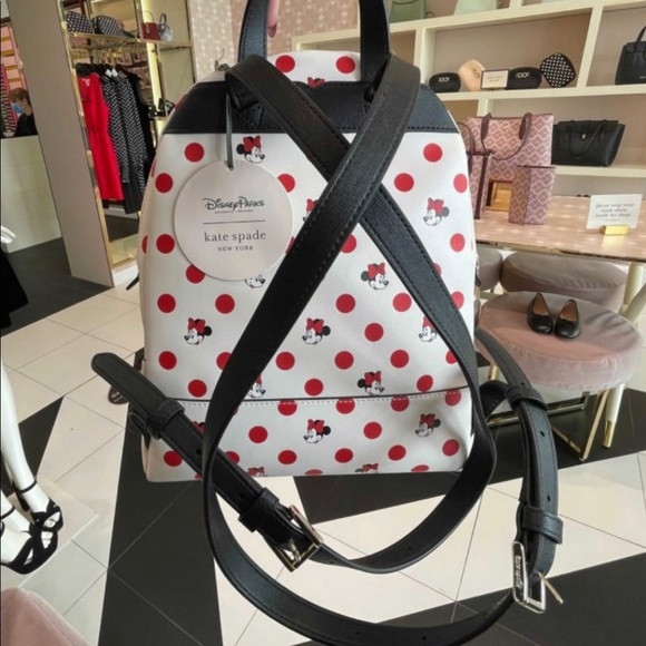 DISNEY KATE SPADE MINNIE MOUSE POLKA DOT BACKPACK! - Picture 6 of 7
